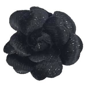 CHANEL Camellia Corsage Brooch Black Velvet Chanel Women's